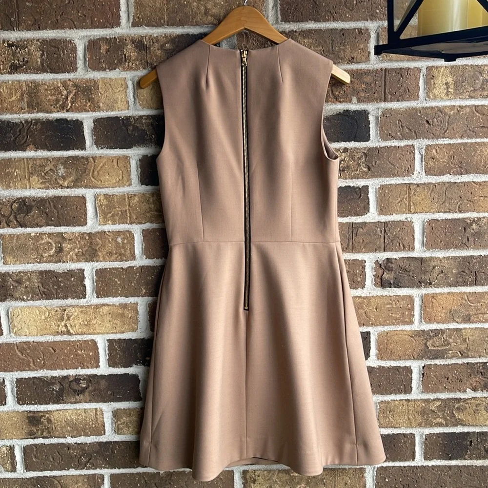 MILLY Elegant Tan Wool Sleeveless Dress - Picture 8 of 11
